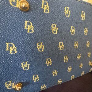 Vintage Dooney & Bourke Handle/Shoulder Stormy blue leather-tan Handle/Trim